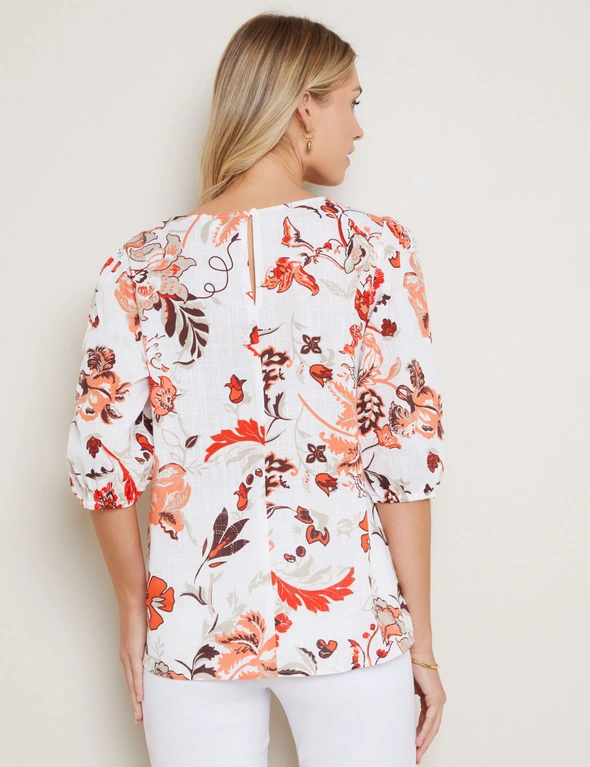 W.Lane Floral Gathered Sleeve Top, hi-res image number null