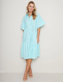 W.Lane Multi Stripe Tiered Dress