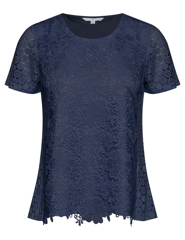 W.Lane Short Sleeve Lace Knit Top, hi-res image number null