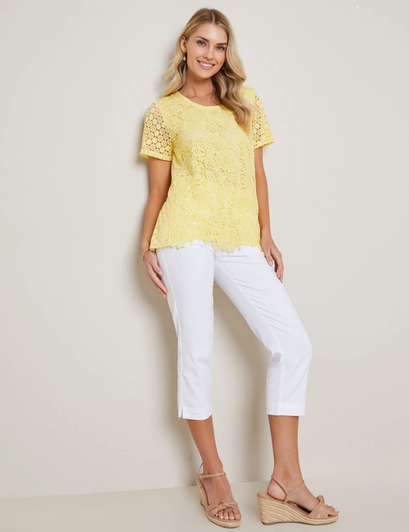 W.Lane Short Sleeve Lace Knit Top, hi-res image number null